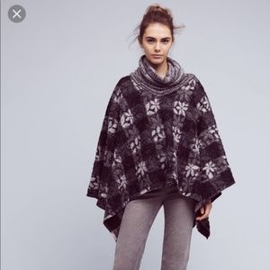 Anthropologie reversible wool poncho